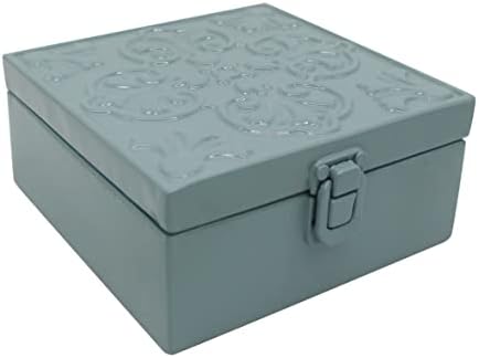 ЦВХОМЕДЕКО. Рустикална Метална Декоративна Кутија Гроздобер Галванизирана Кутија за Складирање Со Капак и Квадратни Кутии Со