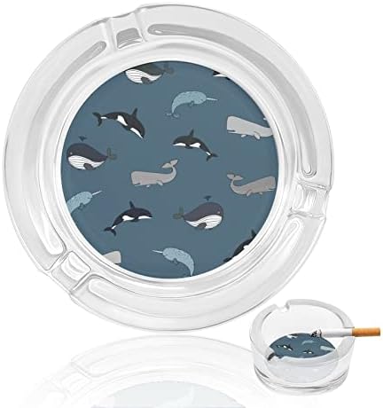 Морски живот животни doodle стакло од пепелници за цигари и цигари, држач за табела за табела за табела за декорација на маса