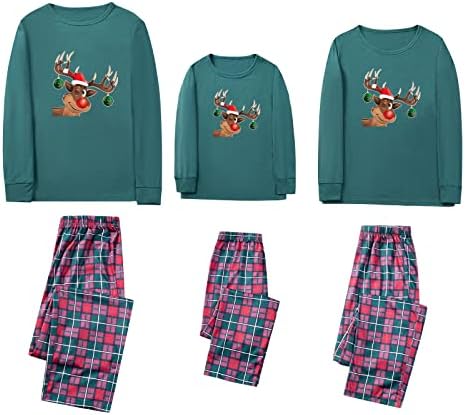 Плус големина Божиќни пижами за семејни што одговараат на семејни пижами поставува Божиќни елени врвни и карирани печатени панталони