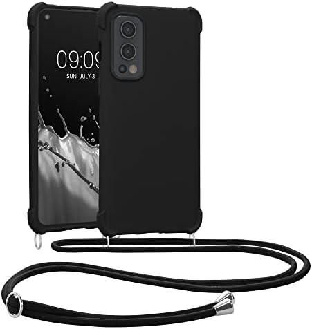 Cwmobile Crossbody Case компатибилен со OnePlus Nord 2 5G Case - TPU силиконски капак со каиш - црна