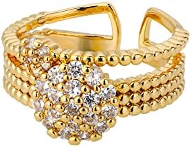 Ојлма цирконски круг Отворени прстени за жени кристално злато прсти прилагодлив прстен свадба Валентин накит-89938