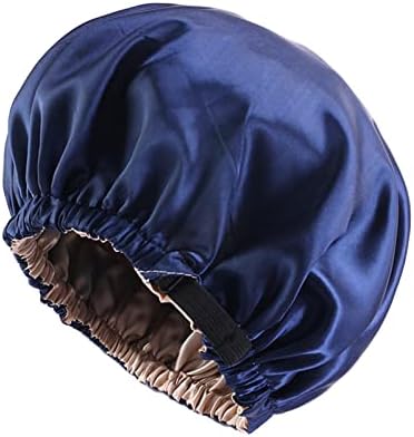 Сатенска хауба прилагодлива големина на главата Спилка свилена хауба за жени мажи со двојно слој сатен наредени капаче за спиење