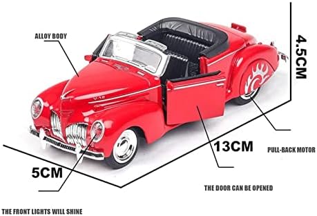 Скала модел на автомобили за Линколн Класичен кабриолет со легура на легура на легури Метални возила Роденденски подароци 1:38