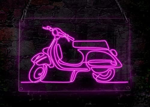 Класичен скутер моторцикл неонски знак, патна тема рачно изработена ел жица неонска светлина знак, домашна декор wallидна уметност,