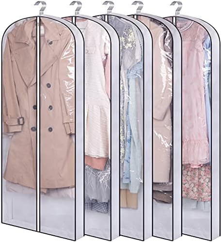 Кимбора 60 Облечи Торби За Облека за Складирање На Плакарот со 4 Гусети Виси Облека За Долги Палта, Наметки, Бели