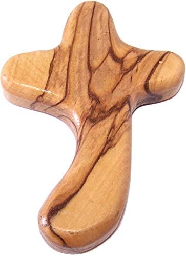 Пазарот на светата земја Совршено рачно вклопување на маслиново дрво крст - врежан круг и со форма на рака