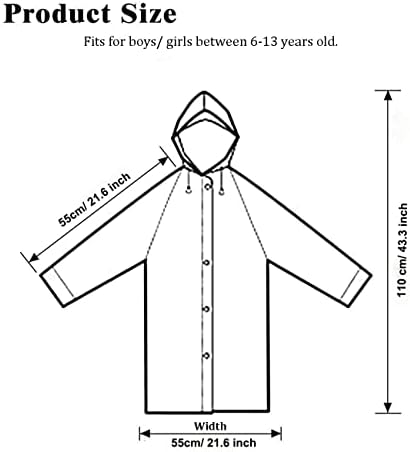 Asiaod мантил за деца, [2 пакувања] Ева деца дождовни палта за еднократна јакна за дожд пончо за момчиња и девојчиња