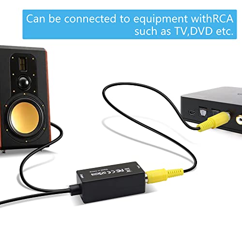 Riieyoca Digital to Analog Audio Converter 192KHz, RCA Coaxial to Stereo 3,5 mm Jack DAC Converter, со оптички кабел и адаптер за напојување,