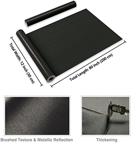Cre8tive Дебела бронзена црна не'рѓосувачка челик кора од хартија за контакт и стап 12 x80 четкана метална позадина Отстранлива