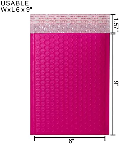 Mailers DgsltenV Pink Bubble Mailers 6x9 инчи 50 пакет, меурчиња за испраќање на коверти, пакување,0