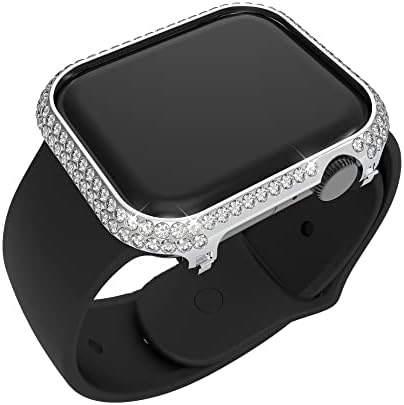 HJINVIGOUR Компатибилен Со Apple Watch Серија 8 7 6 5 4 3 2 Se Блинг Покритие Пенливи Кристал Дијамант Накит Случај Рамка За Мажи Жени