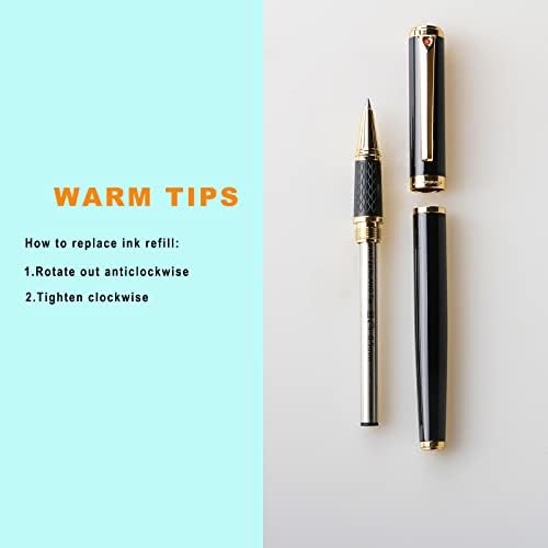 Урхомефул зачудувачки луксузен ролербол пенкало со 24K злато трим, совет од Швајцарија со црно мастило, совршено ролери Понит