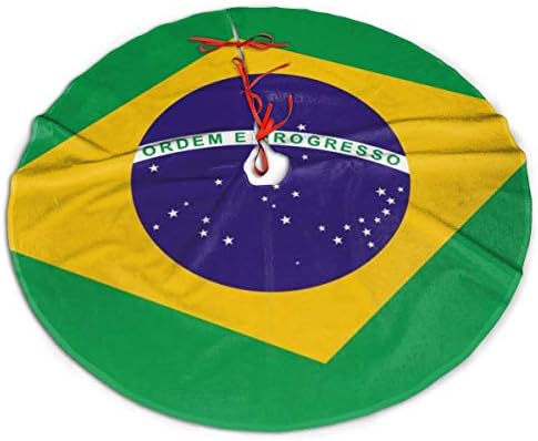 Lveshop Бразил Знаме Елка Здолниште Луксузни Круг Затворен Отворен Мат Рустикален Елка Одмор Украси（30/36/48 Три Големини)