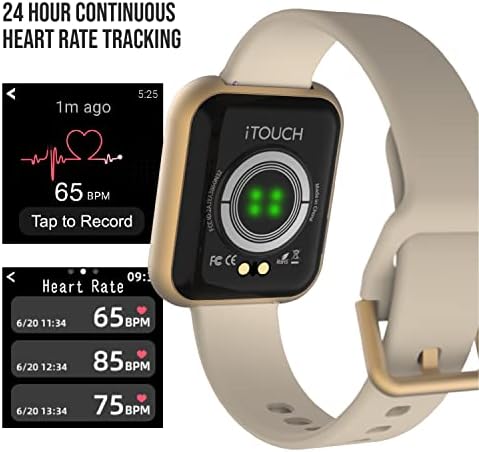 Itouch Air 3 Smartwatch Fitness Tracker со трагач на отчукувања на срцето, шалтер, известувања, монитор за спиење за жени жени