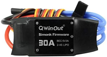 QWINOUT 2-4S 30A RC без четка ESC Simonk Firmware Electricware Controller со брзина со 5V 3A BEC со 3,5 mm женски куршум за банана за батерија од 2 до 4S липо, DIY мултикоптер квадкоптер