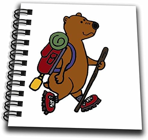 3D роза кул смешна кафеава мечка пешачење со ранец и чизми мини бележник