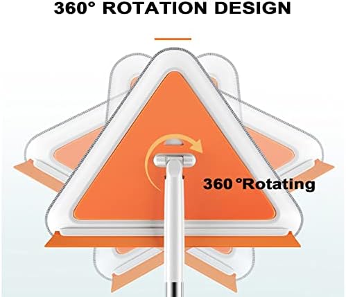 Земи на Zeydurl wallидно подот чистач со долга рачка, триаголник во форма на триаголник 360 ° ротирачки чистач за прозорци со продолжен