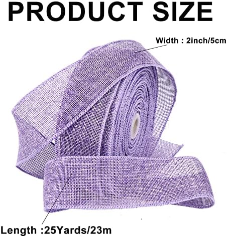 Виолетова корап жична лента 2 инчи x 25 yd црна природна џута лента виолетова жична раб лента со лента за завиткување лента за завиткување