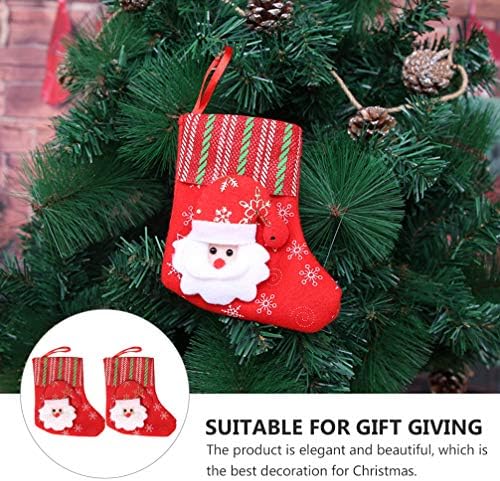 Nuobesty Божиќни декор плетени чорапи Божиќни чорапи Божиќни подароци торба чорап виси додатоци за порибување на орнамент од дрво