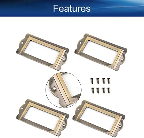 Yinpecly 3.35 x 1.65 Метал Етикета Рамка Ознака Етикета Носителите Хардвер Без Завртки За Канцеларија Библиотека Датотека Мебел Кутија Кутија Кабинетот Картичка Бронзен т
