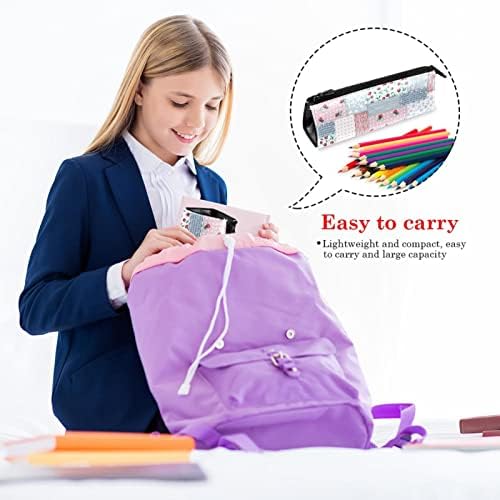 Кутија со моливи на геерот, торбичка за моливи, торба со моливи, естетска торбичка за молив, естетски, модерен пролетен розов розов сина крпеница