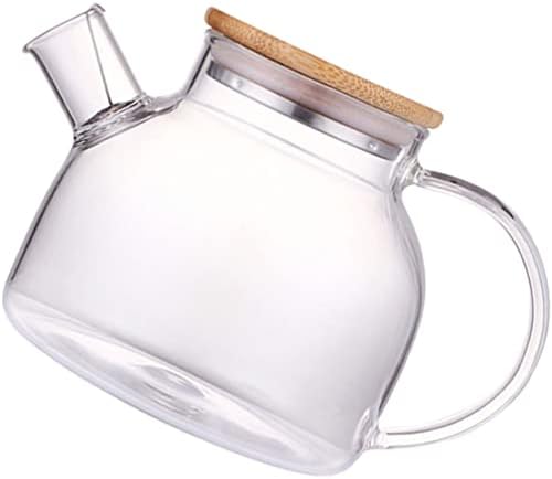 Cabilock чај сад 1 парчиња стакло чајник со чајник безбеден стаклен стомна со вода со отстранлив филтер -котел со чај со бамбус