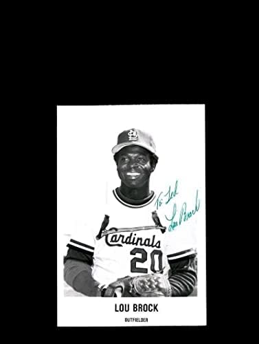 Лу Брок ПСА ДНК Коа потпиша 5х7 Фото кардинали АВТОГРАФИЈА - Автограмирани фотографии од MLB