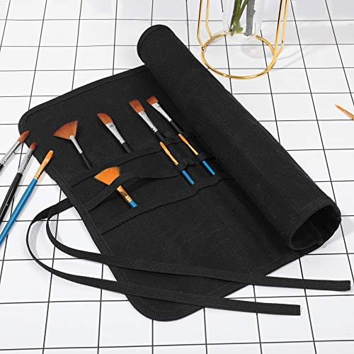 Денифутер 22 џебови восочни платно торба за моливи, торбичка за четка за платно од платно со тешки преносни акварели