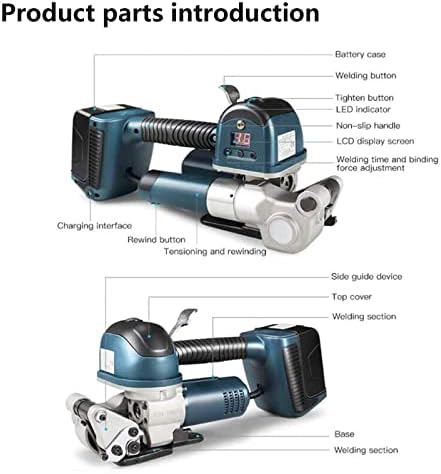 2x4000mAh Полнење на батеријата што може да се наполни заварувањето, машината за електрична лента DD19A, за ширина од 13-19мм PP/PET ленти,