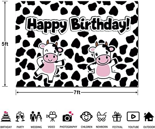 Reagtught Среќен роденден цртан филм крава позадина банер среќен роденден украси позадина позадини завеса роденденска забава Фото позадина