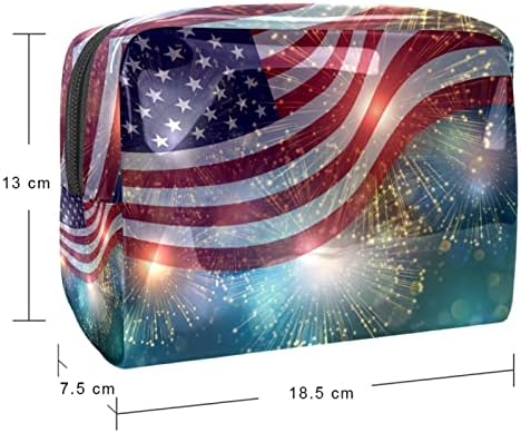 Торба За Шминка Tboobt Патување Козметичка Торба Торбичка Чанта Чанта Со Патент, Огномет И Знаме На Америка