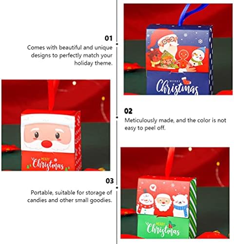Бестојард Кутија За Ужина Контејнер 12 парчиња Божиќни Кутии За Бонбони Божиќна Кутија За Подароци Дедо Мраз Снежни Луѓе Шема Кутија