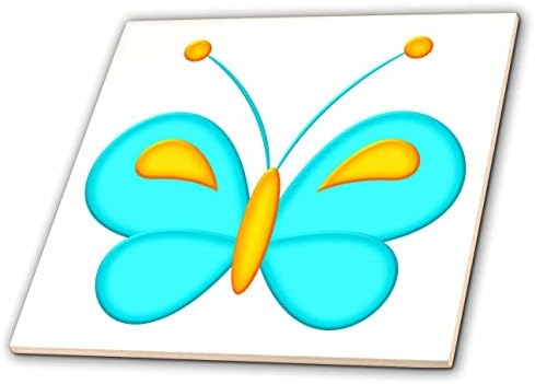3дроза Симпатична Аква И Сина Пеперутка Илустрација-Плочки