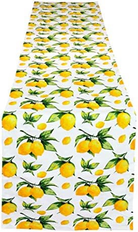 Тркач на табела за вашиот TableCloth памук табеланер Елегантен декор за настани во затворен и отворен простор-лимон, 14 x 72