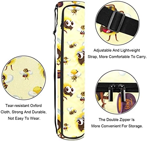 Симпатична цртана филм жолта бумска пчела шема јога мат носач торба со рамената лента за јога мат торба торба за торба со плажа торба за