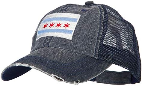 E4hats.com Чикаго знаме извезено капаче од памучна мрежа со низок профил