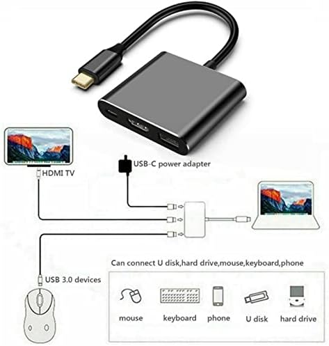Kruige USB-C до HDMI мултипорт адаптер, USB-C дигитален AV адаптер PD 100W, Type-C центар Thunderbolt 3 до HDMI 4K излез USB3.0 конвертор