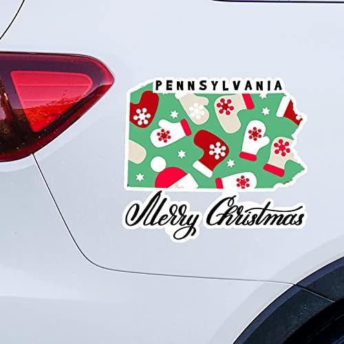 Божиќни налепници Пенсилванија Домашна држава налепници Мери Божиќ Пенсилванија мапа за автомобили Декл Божиќна декорација прозорец декларација винил деклараци