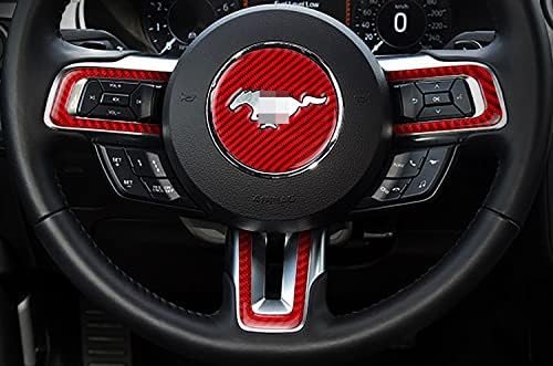 Налепница за налепници на воланот MaxDool јаглеродни влакна Окрипликат амблем компатибилен за Ford Mustang