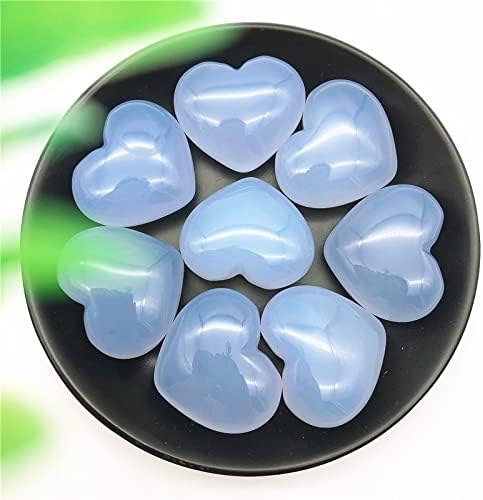 Binnanfang AC216 1pc Природно големо сино халцедони во форма на срцевцел во форма на срцев камења Медитација заздравување Чакра Полирани природни