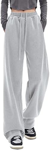 Seaurенски женски буги директни широки нозе џемпери, обични високи половини, џогери панталони Атлетски салон панталони