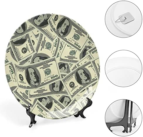 Смешен долар пари образец коска Кина Декоративна чинија Керамички плочи занает со приказ за украси за внатрешни работи