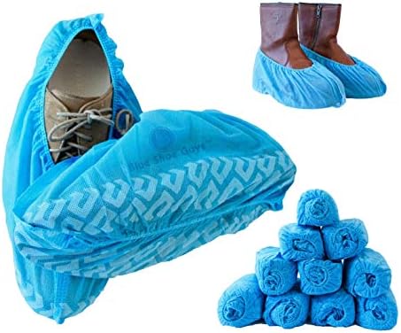 Сини чевли момци професионално одделение за подигнување и чевли за покривање на чевли | 100 пакет | Не-лизгање, отпорен на вода, рециклирачки за заштита на затворено и