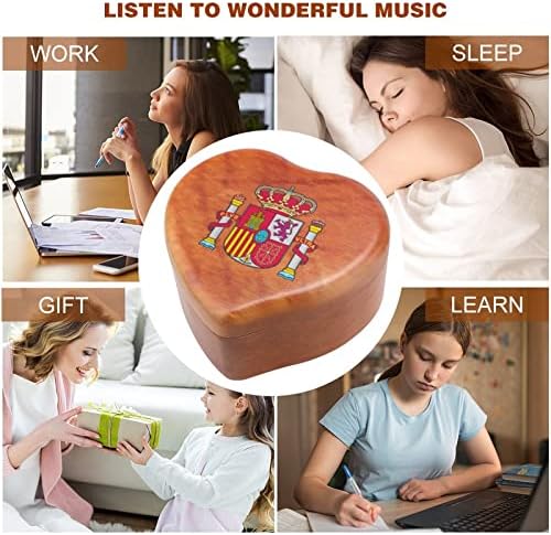 Шпанија лого срцева музичка кутија Дрвени музички кутии Најдобар подарок за годишнината Божиќ роденден