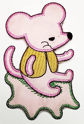 Кленплус 2 парчиња. Глувчето Стаорец Симпатична Розова Цртан Филм Деца Деца Везени Железо На Шие На Значка За Фармерки Јакни Торба Ранци