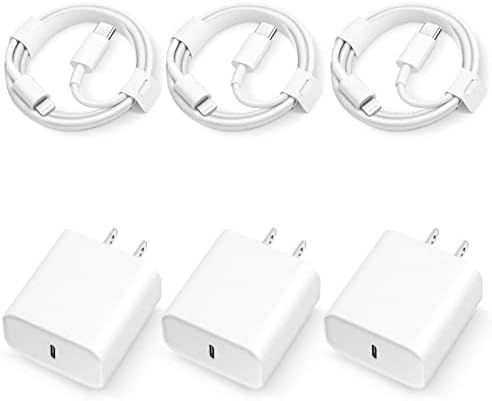 3 Пакет Iphone Брз Полнач cargador ® Apple MFi Сертифициран 20w Брз USB C Ѕиден Полнач СО 6ft Кабел За Брзо Полнење Компатибилен со iPhone