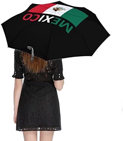 Знаме На Мексико Патувачки Чадор Ветроупорен 3 Набори Автоматски Отворен Затвори Преклопен Чадор За Мажи Жени