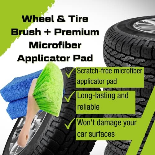 Exoforma - пакет со 4 пакувања - Помачка за обложување и облекување на гуми за пермашин, средство за чистење на тркала и гума, четка за тркала