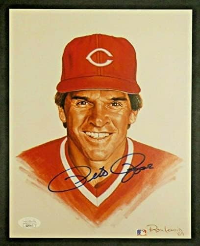 Livingивите легенди Пит Роуз потпиша 8х10 од Рон Луис со JSA COA - Автограмирани фотографии од MLB