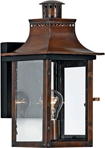 Quoizel CM8410AC Chalmers Outdoor Bopper Lantern Wall Sconce, 2-светло, 120 вати, стари бакар